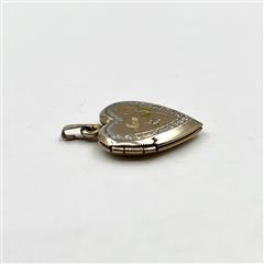 14k Two-Tone Gold Engraved Mom Rose Diamond Heart Locket Pendant